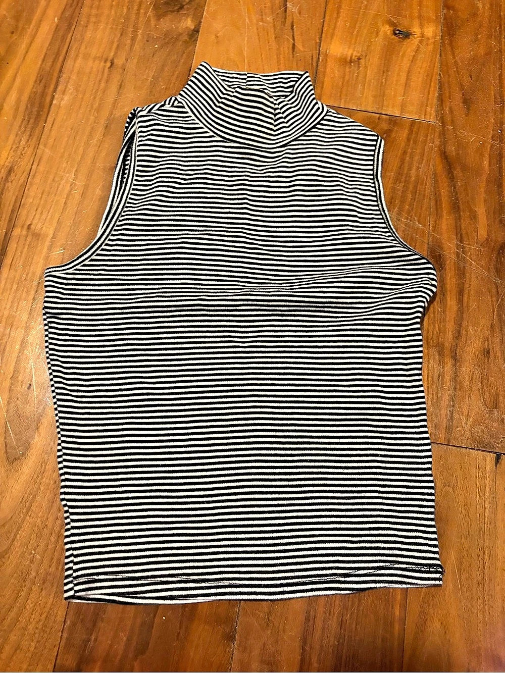 Striped Mock Neck Tank in Black & White